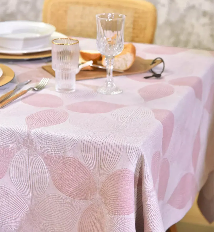 Simple Contemporary Pink Cotton Tablecloth, Square Tablecloth for Round Table,Large Rectangle Table Covers for Dining Room Table, Modern Table Cloths for Kitchen