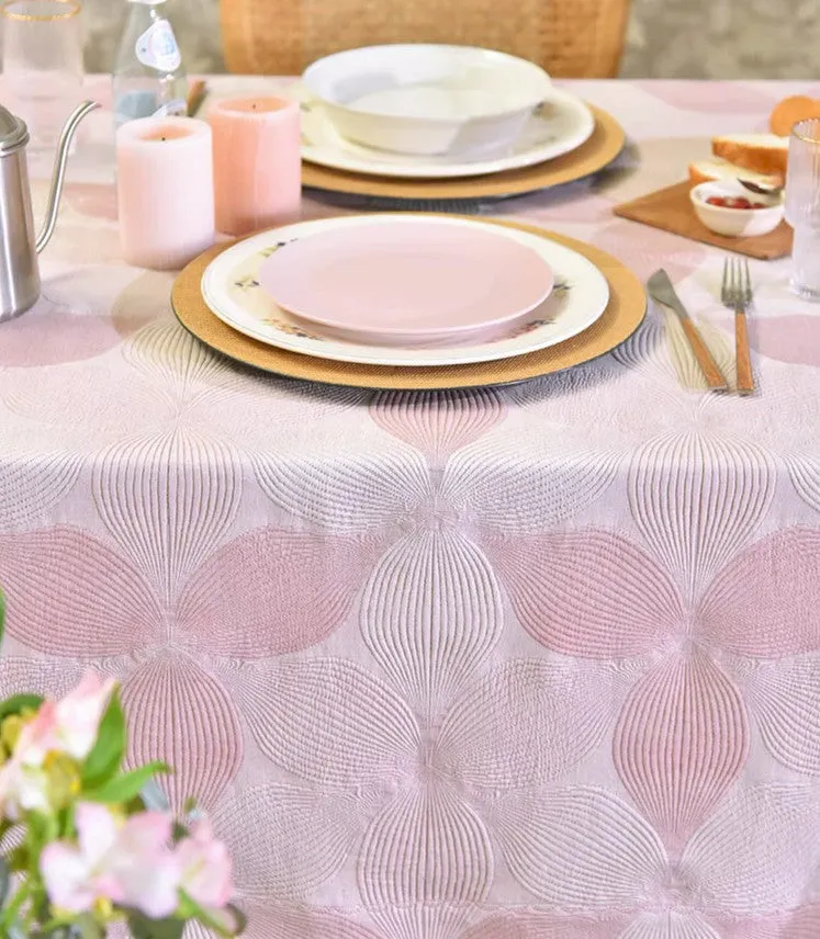 Simple Contemporary Pink Cotton Tablecloth, Square Tablecloth for Round Table,Large Rectangle Table Covers for Dining Room Table, Modern Table Cloths for Kitchen