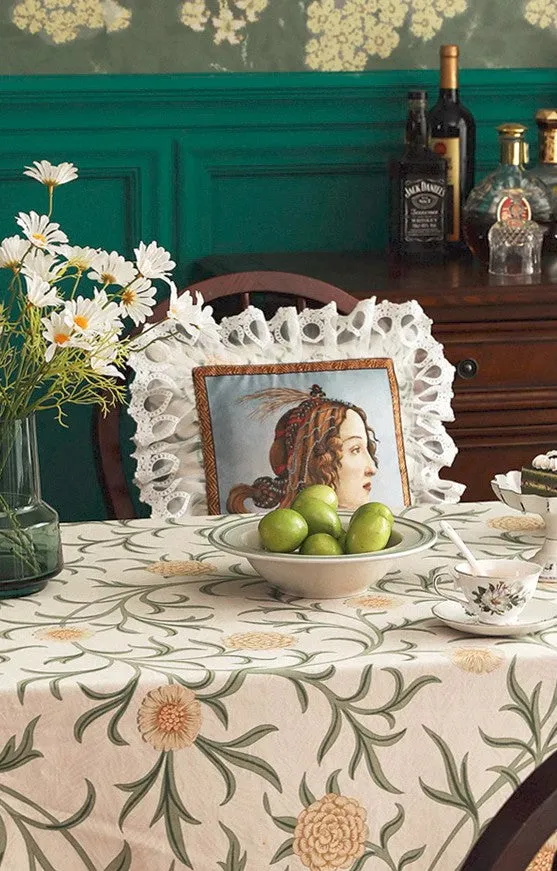 Spring Flower Farmhouse Table Cloth, Wedding Tablecloth, Modern Rectangle Tablecloth Ideas for Dining Table, Square Tablecloth for Coffee Table