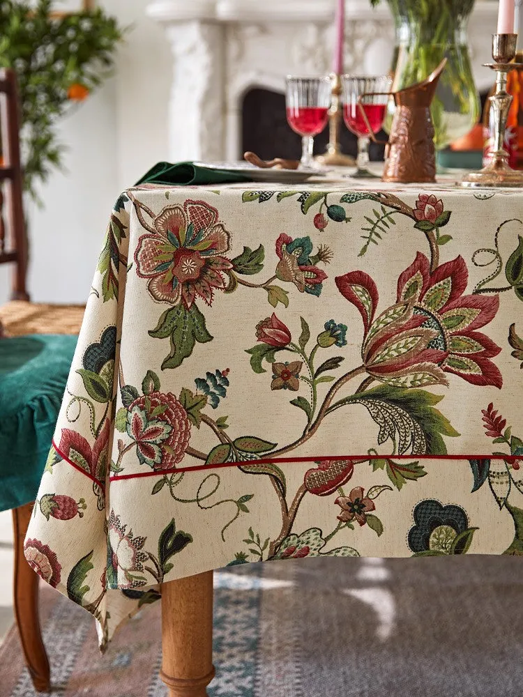 Spring Flower Table Cover for Kitchen, Large Modern Rectangular Tablecloth Ideas for Dining Room Table, Rustic Garden Floral Tablecloth for Round Table