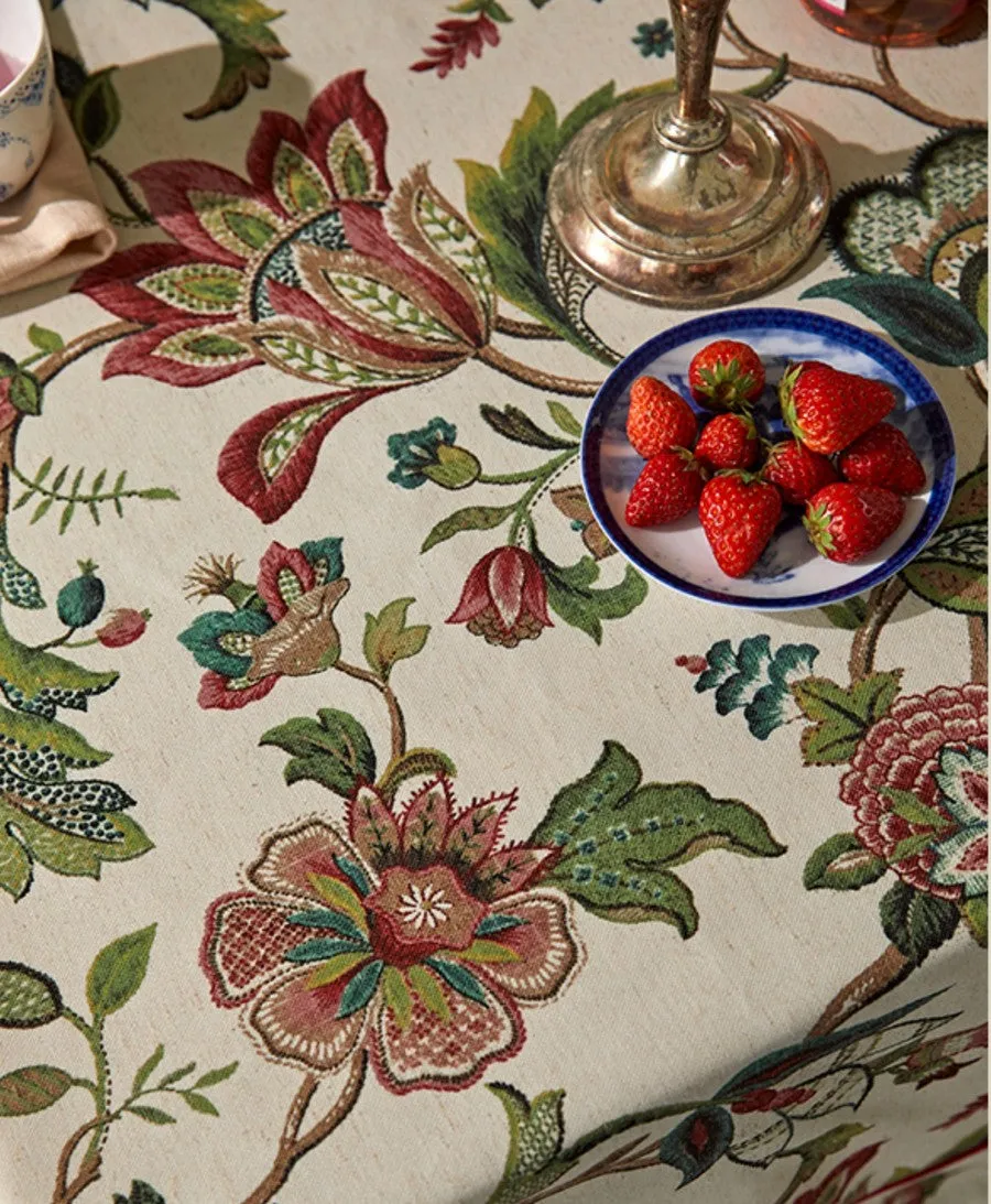 Spring Flower Table Cover for Kitchen, Large Modern Rectangular Tablecloth Ideas for Dining Room Table, Rustic Garden Floral Tablecloth for Round Table