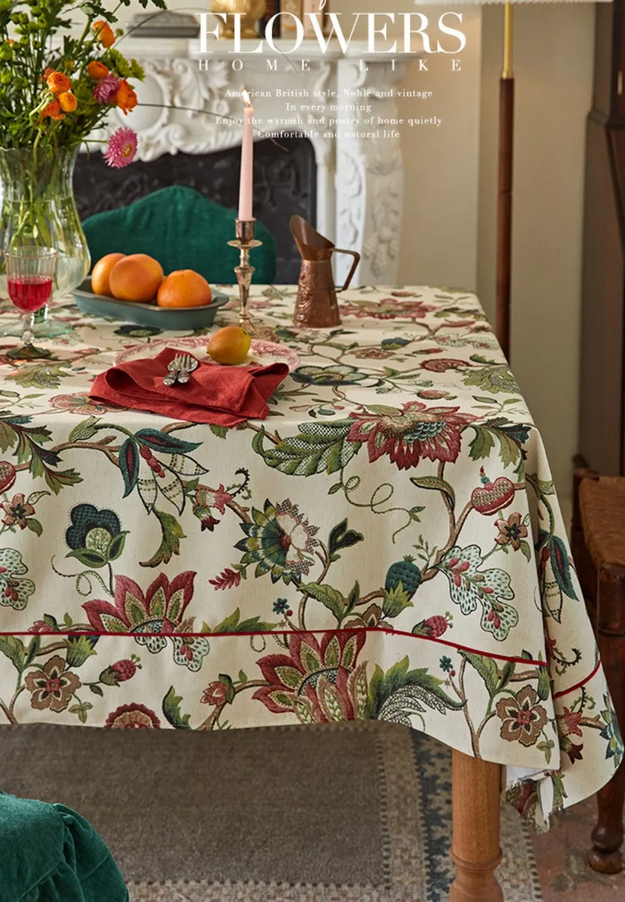 Spring Flower Table Cover for Kitchen, Large Modern Rectangular Tablecloth Ideas for Dining Room Table, Rustic Garden Floral Tablecloth for Round Table