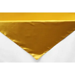 Square 54" Satin Table Overlay - Bright Gold