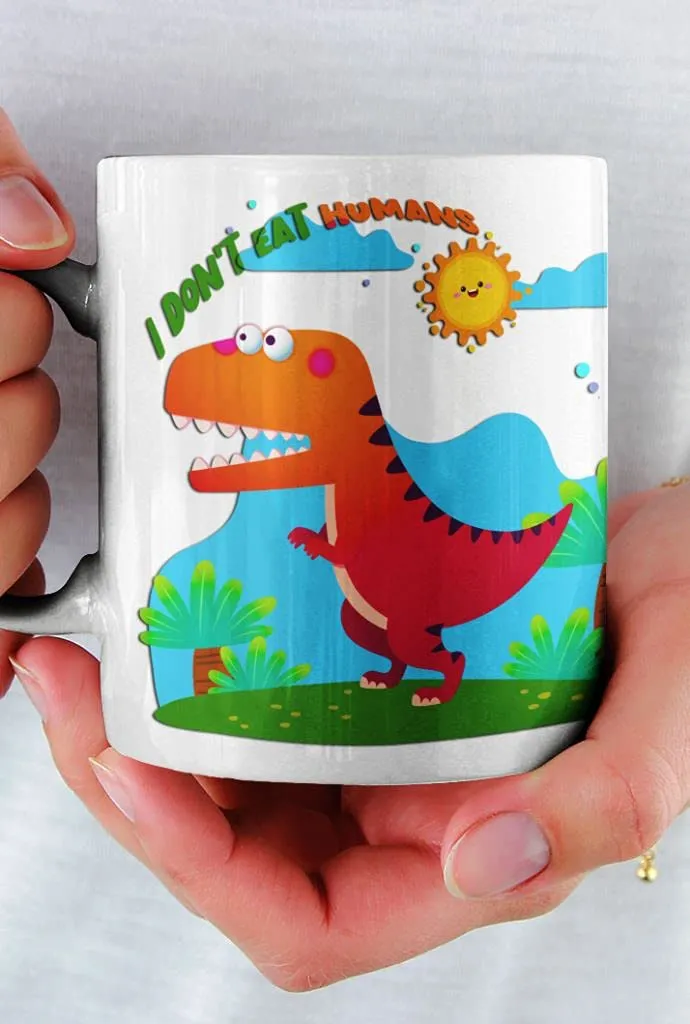 T-Rex Dinosaur Theme Coffee Mug with Box|Dinosaur Theme Return Gifts for Kids|Customize with Name or Message (Bone China)