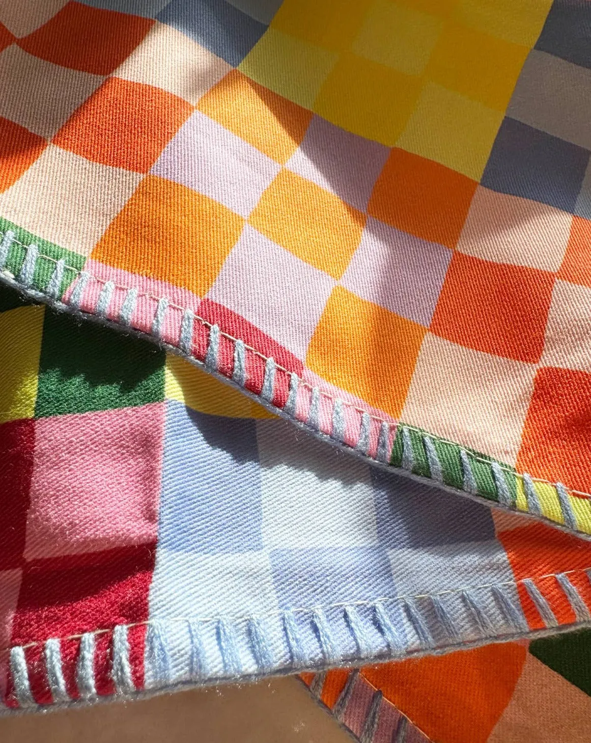Tea Towel in Rainbow Check