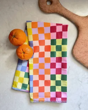 Tea Towel in Rainbow Check