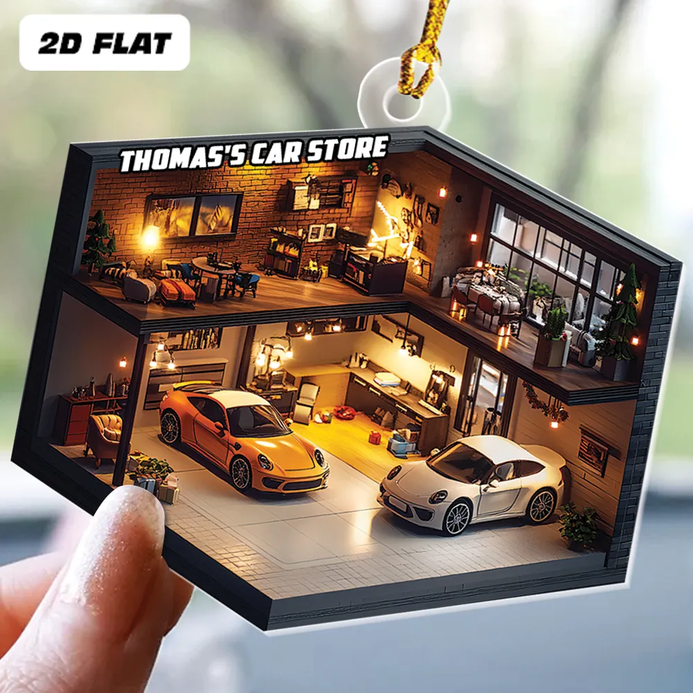 Teesdily | Custom Car Dealership Ornament 2D Flat Acrylic, Garage Shop Ornament Christmas, Car Detailer Ornament, Car Lover Gift