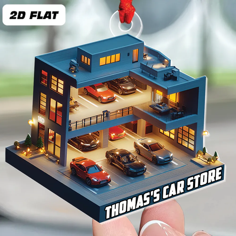 Teesdily | Custom Car Dealership Ornament 2D Flat Acrylic, Garage Shop Ornament Christmas, Car Detailer Ornament, Car Lover Gift