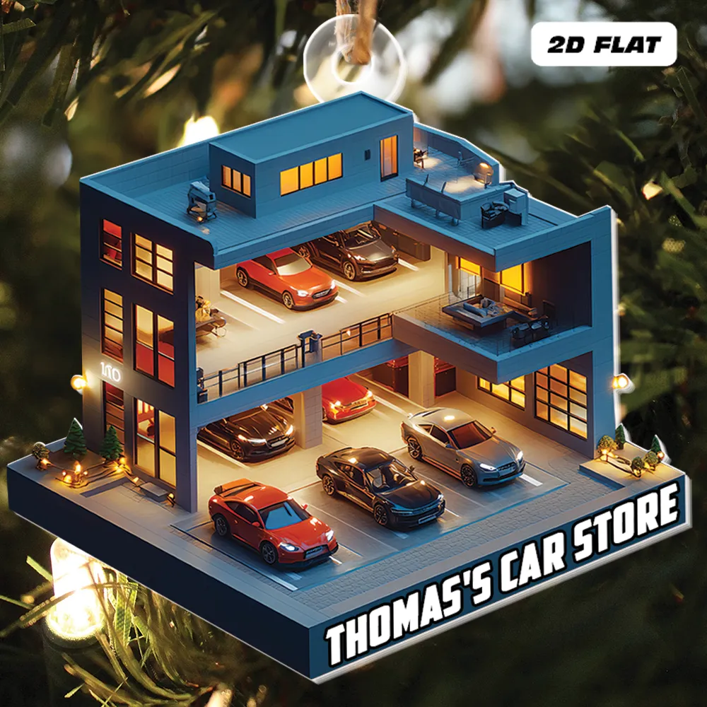 Teesdily | Custom Car Dealership Ornament 2D Flat Acrylic, Garage Shop Ornament Christmas, Car Detailer Ornament, Car Lover Gift