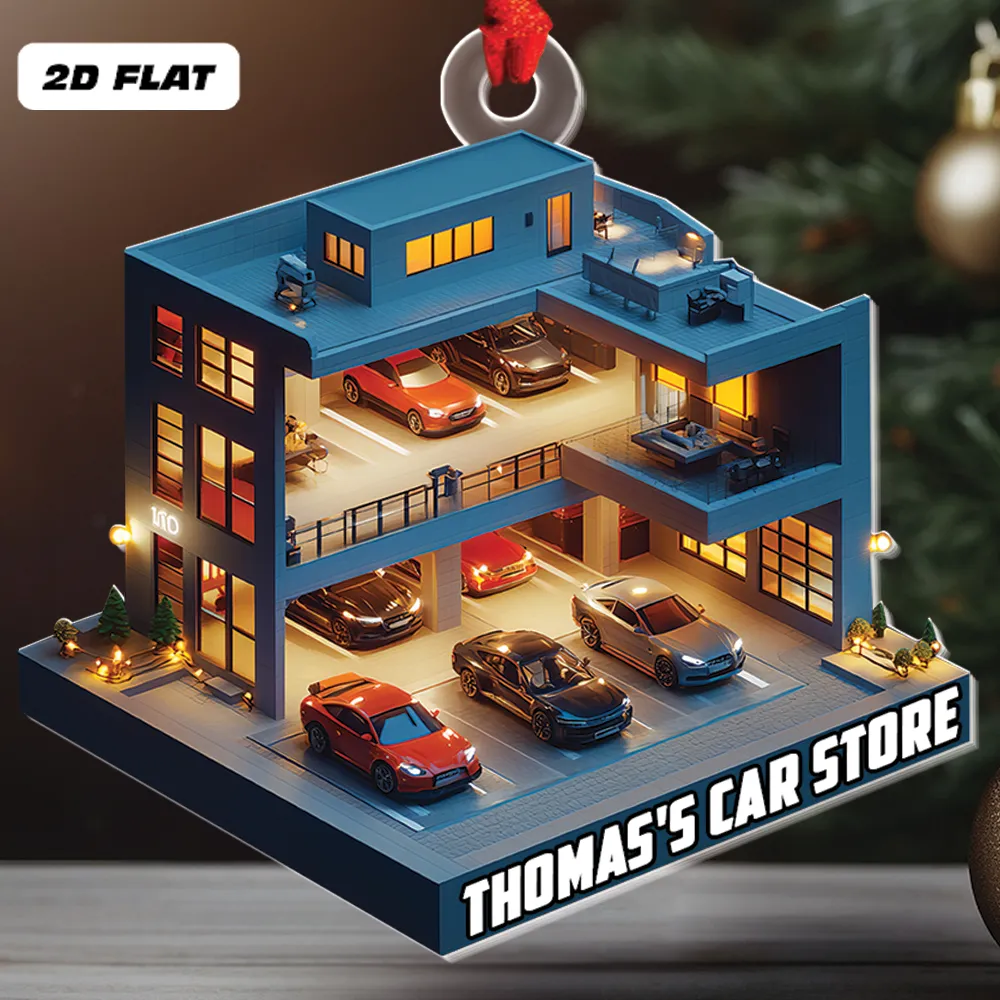 Teesdily | Custom Car Dealership Ornament 2D Flat Acrylic, Garage Shop Ornament Christmas, Car Detailer Ornament, Car Lover Gift