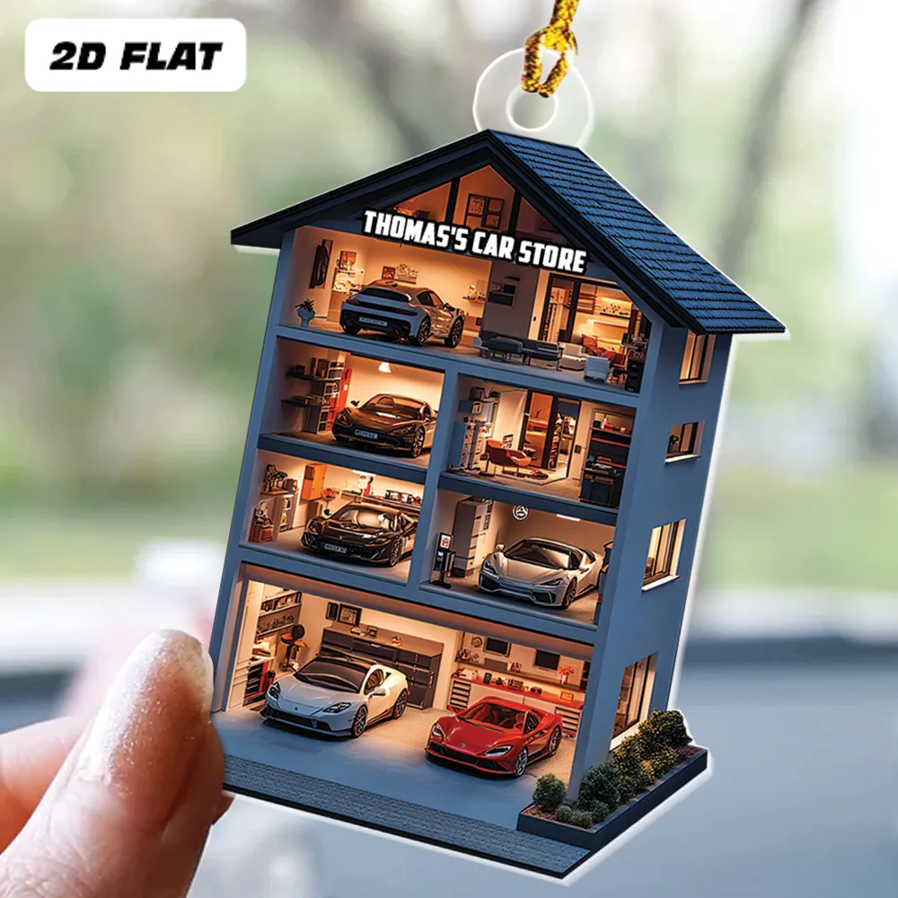 Teesdily | Custom Car Dealership Ornament 2D Flat Acrylic, Garage Shop Ornament Christmas, Car Detailer Ornament, Car Lover Gift