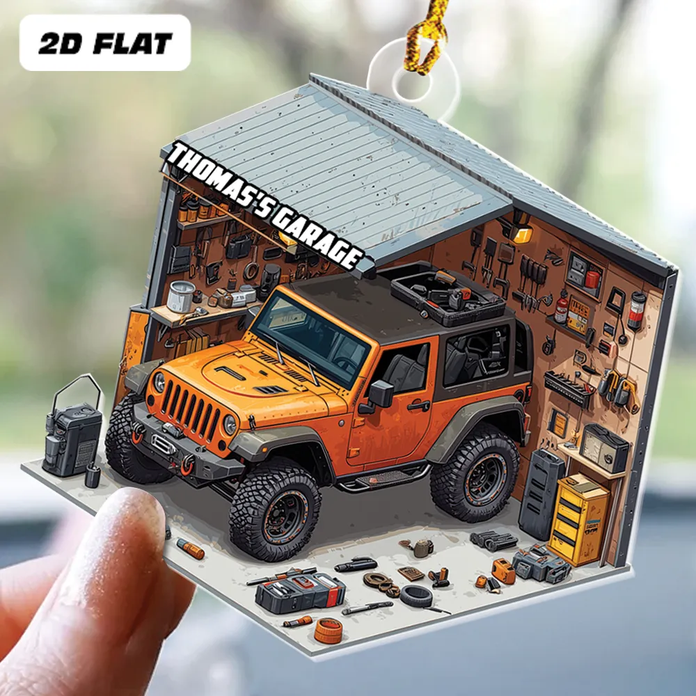 Teesdily | Personalized Garage Shop Christmas Ornament 2D Flat Acrylic, Mechanic Garage Store Car Ornament, Engineer Car Gift Xmas