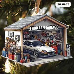 Teesdily | Personalized Garage Shop Christmas Ornament 2D Flat Acrylic, Mechanic Garage Store Car Ornament, Engineer Car Gift Xmas