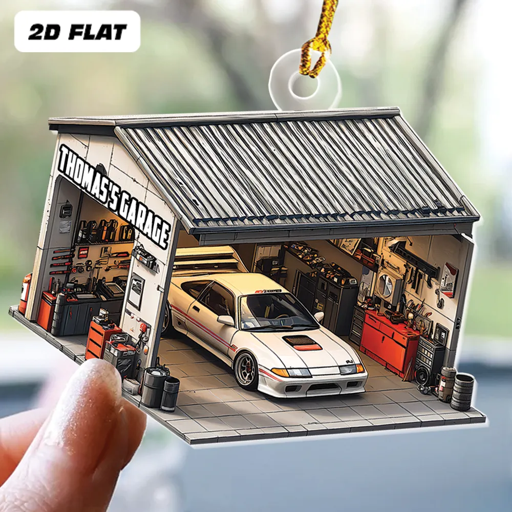 Teesdily | Personalized Garage Shop Christmas Ornament 2D Flat Acrylic, Mechanic Garage Store Car Ornament, Engineer Car Gift Xmas