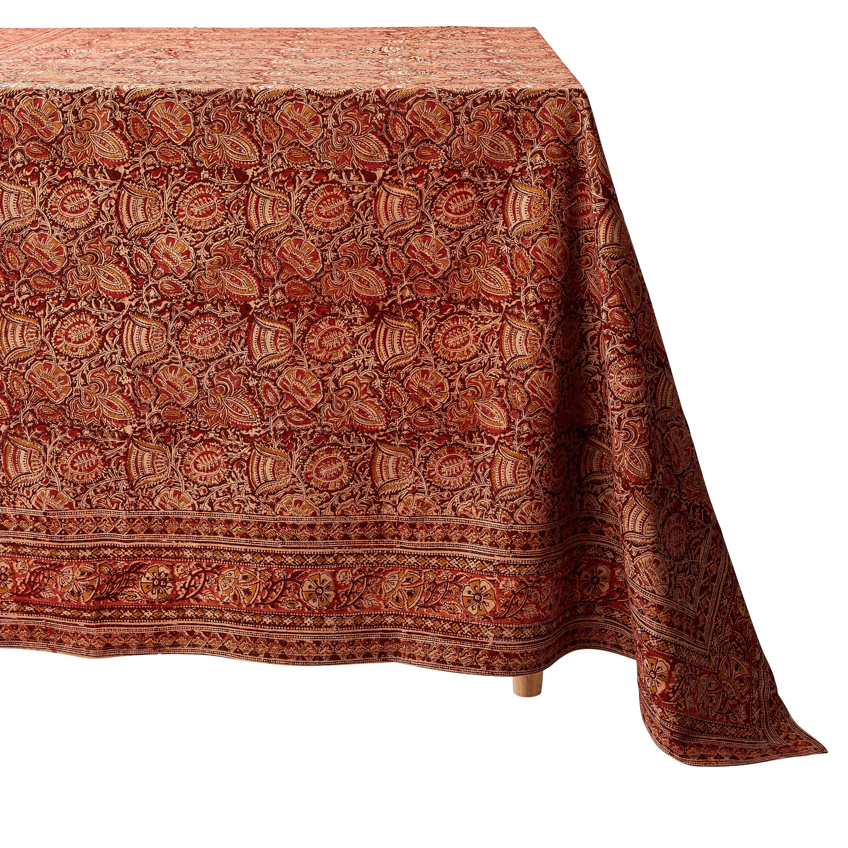 Terracotta Kalamkari Tablecloth