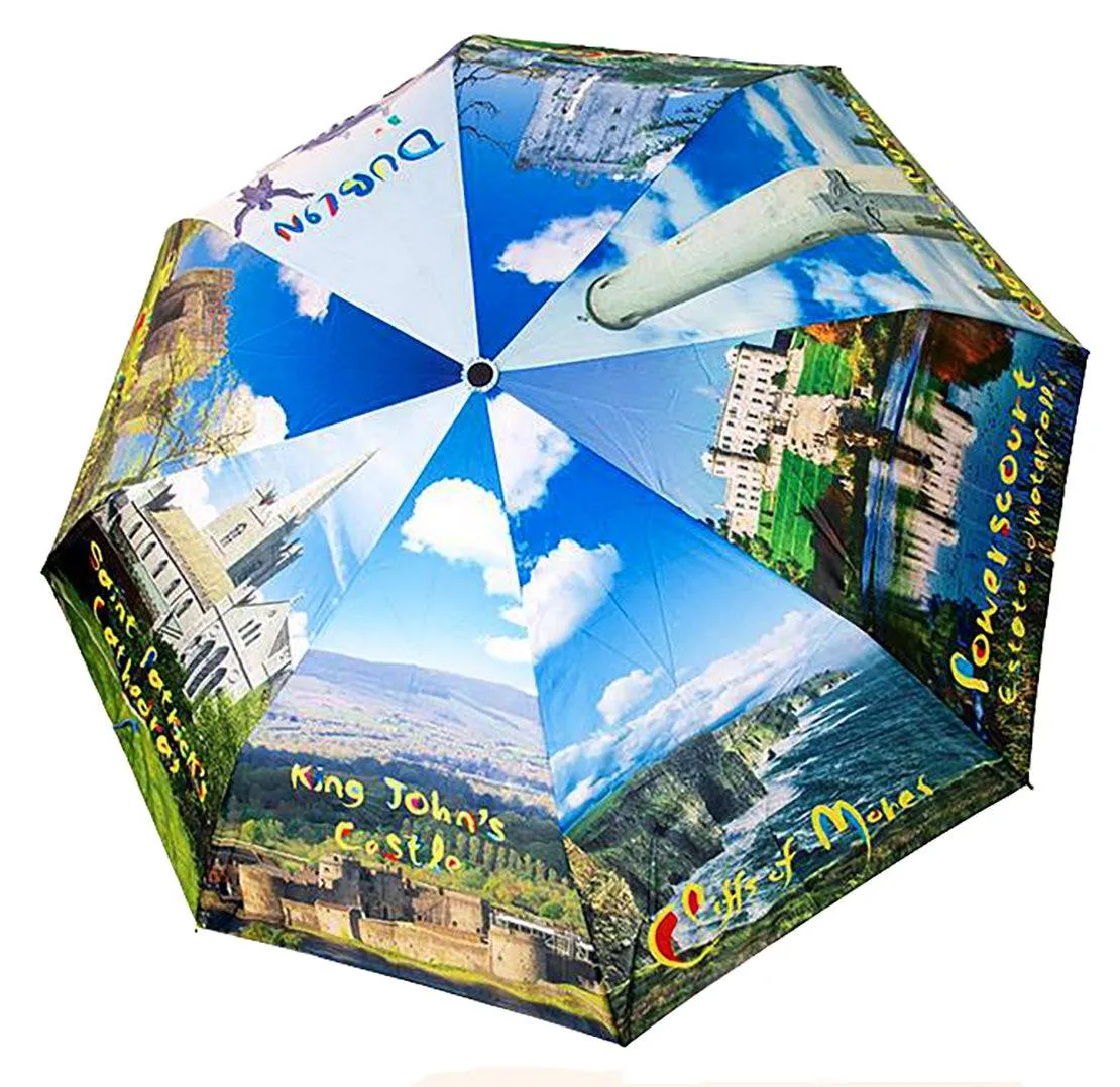 Umbrella Ireland Folding Wind Resistant Auto open button Scenic portable Light