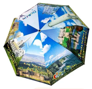Umbrella Ireland Folding Wind Resistant Auto open button Scenic portable Light