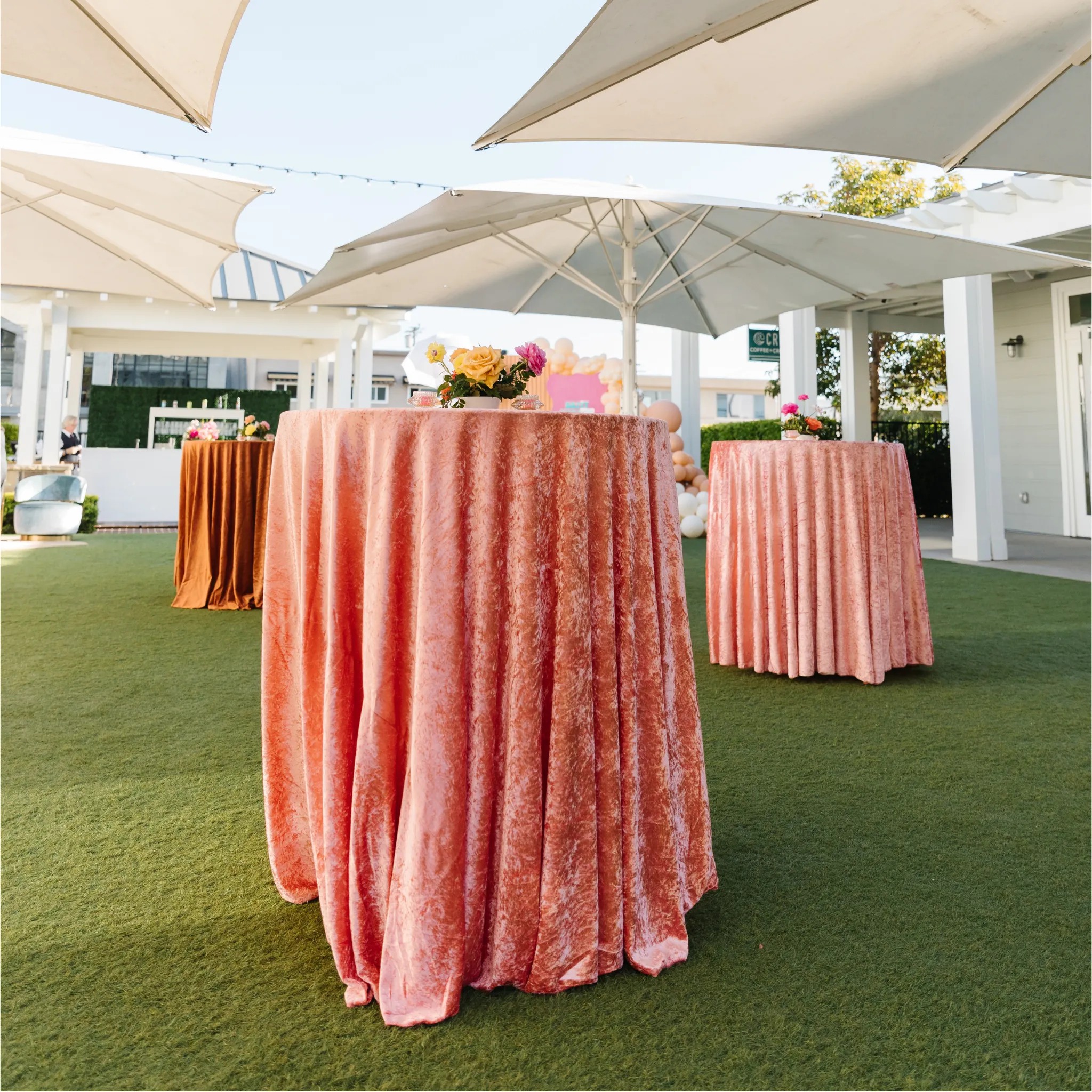 Velvet 120" Round Tablecloth - Coral