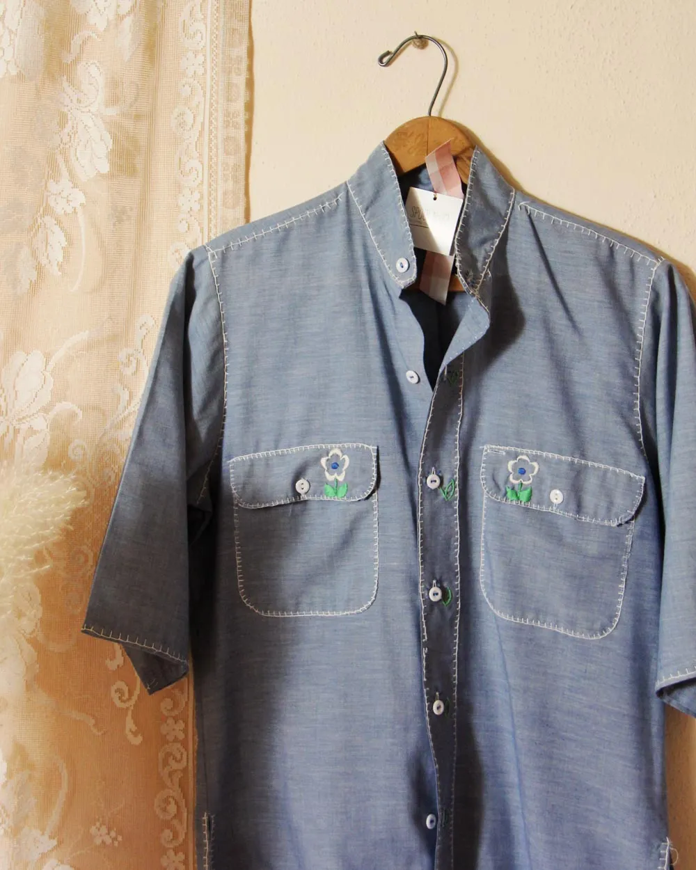 Vintage Chambray Embroidered Shirt