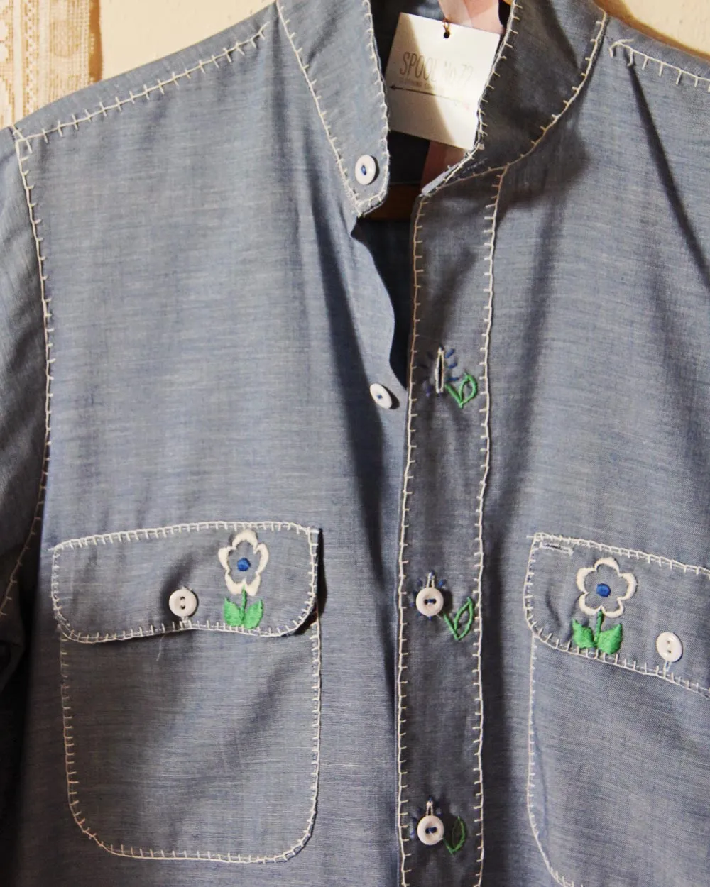 Vintage Chambray Embroidered Shirt