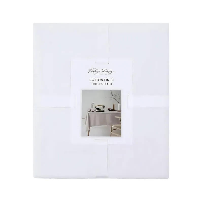 Vintage Design Gypsy Linen Cotton White Tablecloth