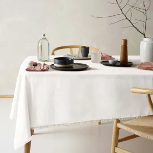 Vintage Design Gypsy Linen Cotton White Tablecloth