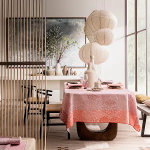 Wagara Pink 69" x 69" Coated Tablecloth by Le Jacquard Français