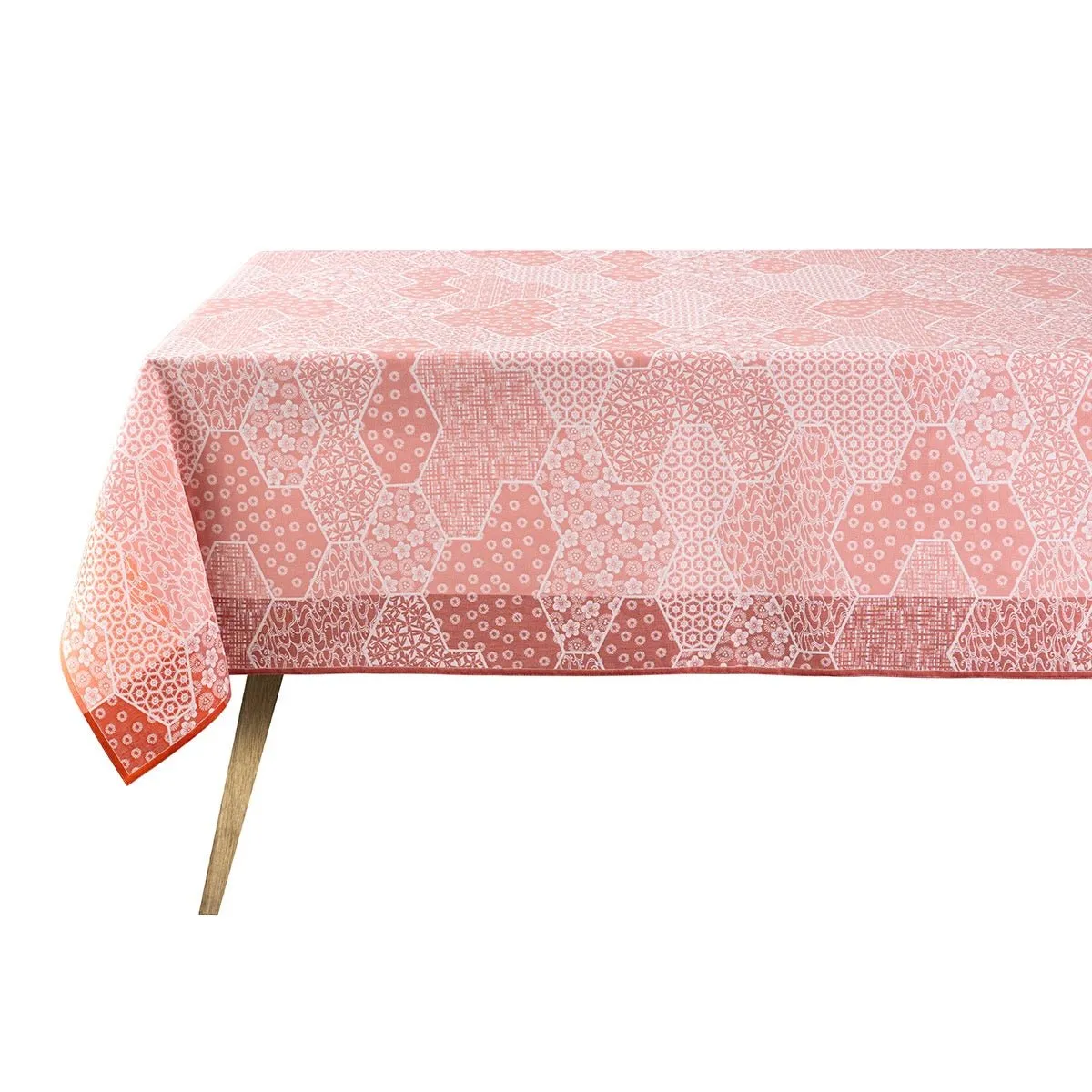 Wagara Pink 69" x 69" Coated Tablecloth by Le Jacquard Français