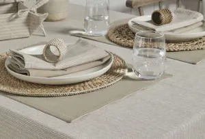 Walton & Co 130 x 230cm Boston Stripe Tablecloth Grey