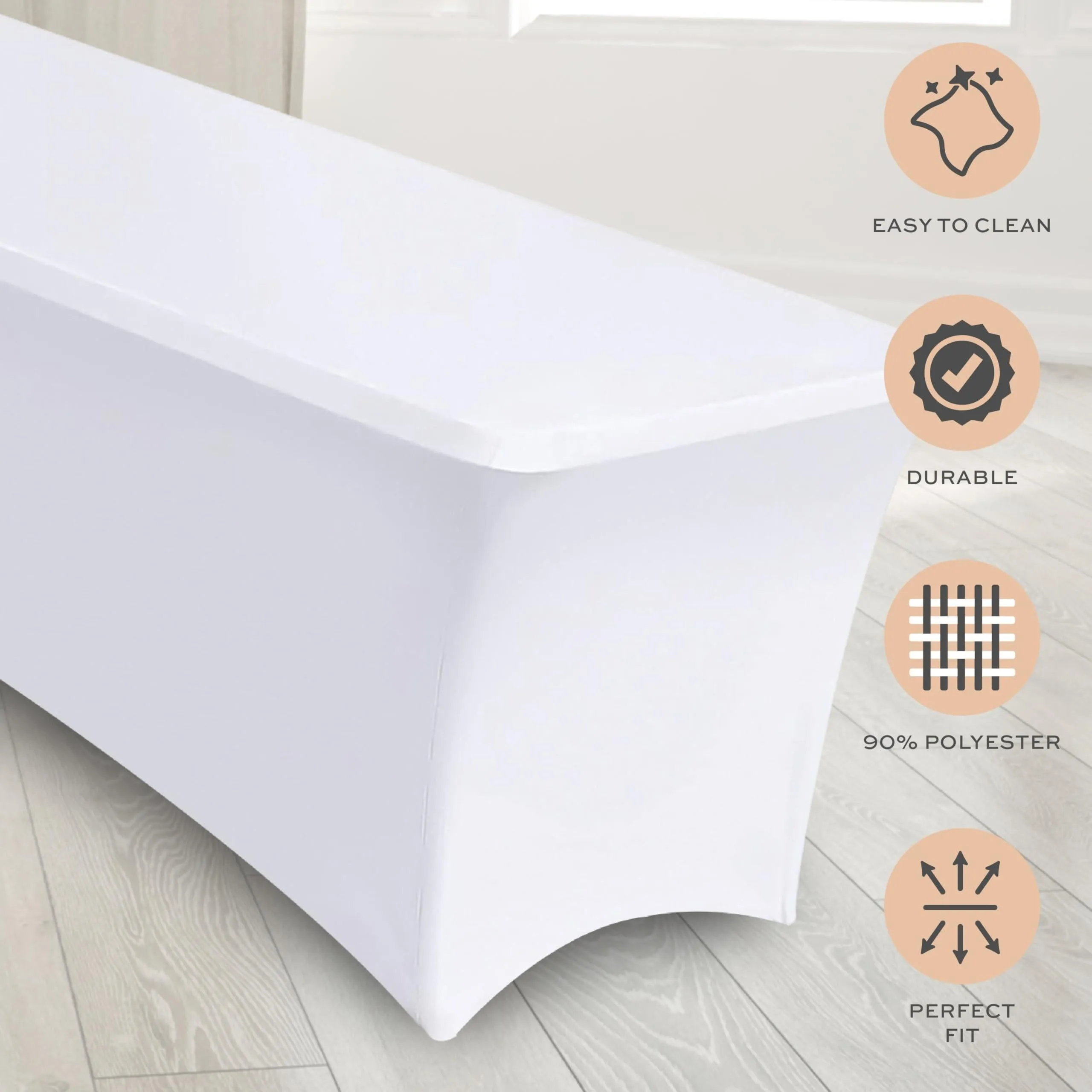 White Stretch Spandex Table Covers 4FT Pack of 2 Fitted Tablecloths 48x30 inch