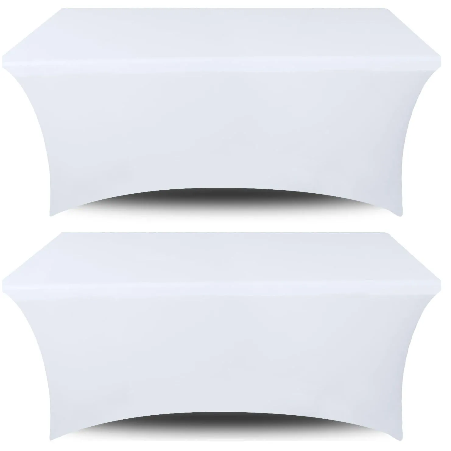White Stretch Spandex Table Covers 4FT Pack of 2 Fitted Tablecloths 48x30 inch